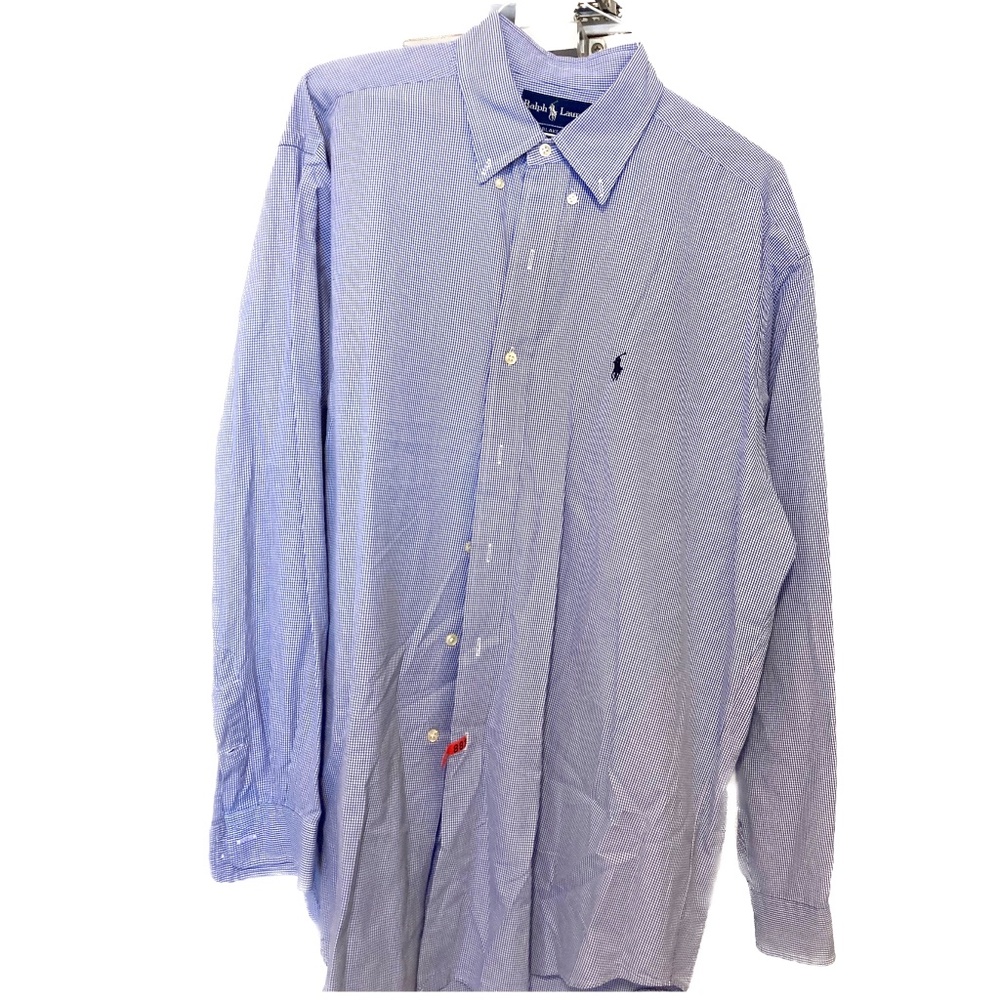 Ralph Lauren Long Sleeve Dress Shirt, Blake Style, Men's Large, Blue, Vintage